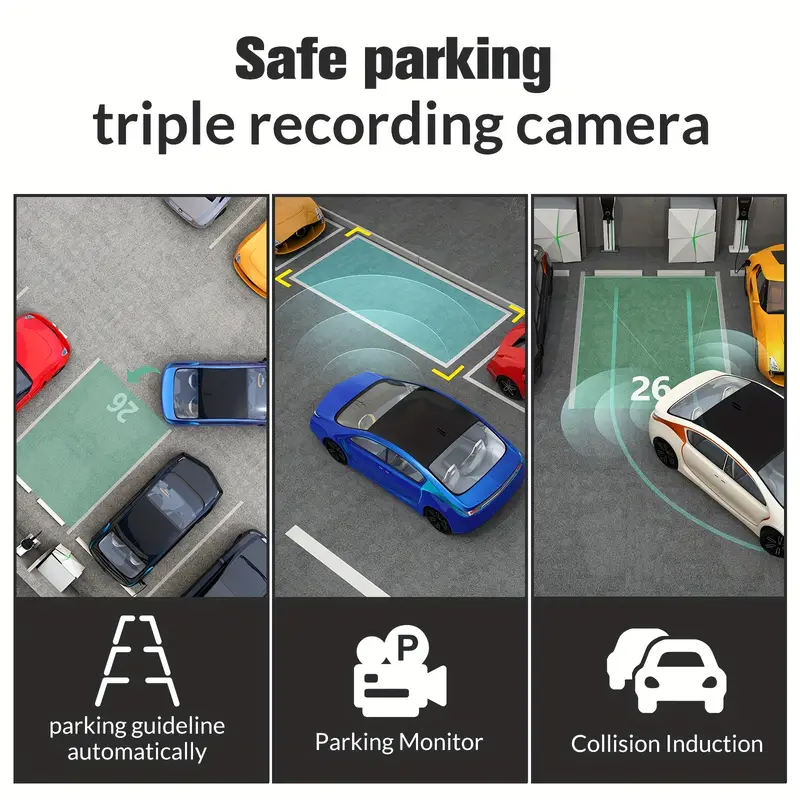 Front & Rear&Inner Dashcam, 1 Count Dash Camera for Car, Wide Angle Car Driving Recorder with IR Night-Vision G Sensor, 1080P HD Camera with 3 Lens, Fall Gift, Birthday Gifts