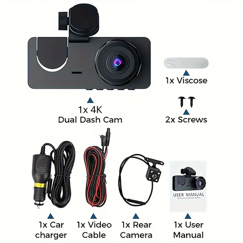 Front & Rear&Inner Dashcam, 1 Count Dash Camera for Car, Wide Angle Car Driving Recorder with IR Night-Vision G Sensor, 1080P HD Camera with 3 Lens, Fall Gift, Birthday Gifts