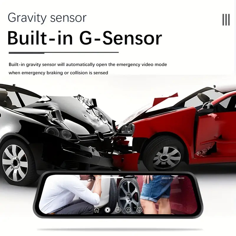 10'' Mirror Dash Cam Night Vision 1080P FHD Full Touch Screen Front and Rear View Backup Camera for Cars Loop Recording Streaming Media 170°Wide Angle