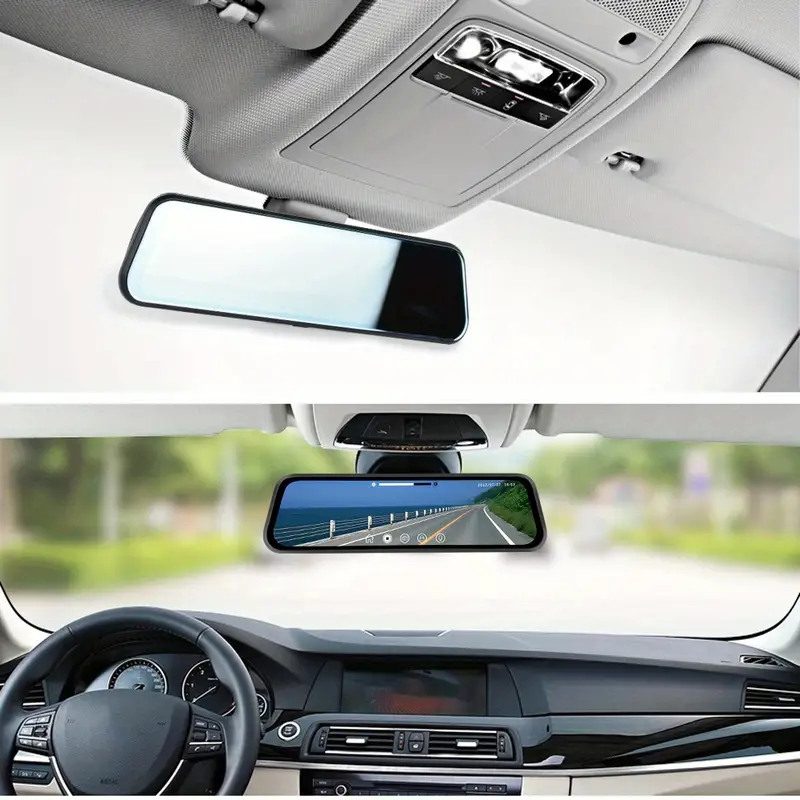 10'' Mirror Dash Cam Night Vision 1080P FHD Full Touch Screen Front and Rear View Backup Camera for Cars Loop Recording Streaming Media 170°Wide Angle