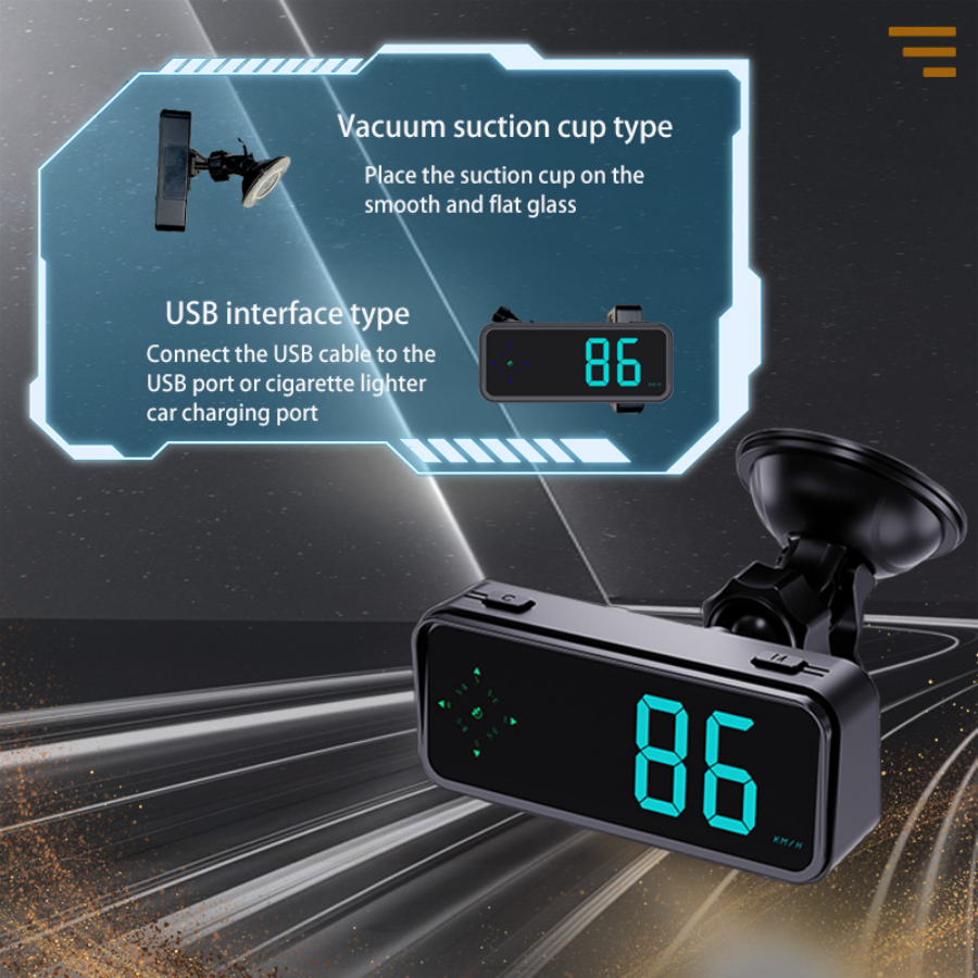 Digital GPS Speedometer New HUD Car Head Up Display LCD Display with MPH/KMH Digital Speed Compass for All Vehicle 7 Colors switch to your favorite color