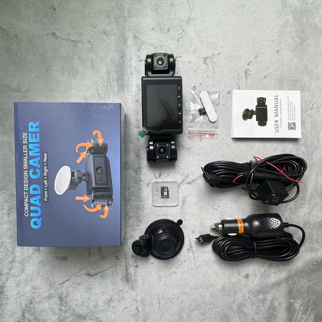 BCUOZ Dash Cam 3 Channel Front and Rear Inside, 360° Car Camera 1080P, Dash Camera Dashcam with 64GB Card, Night Vision, 24H Parking Mode