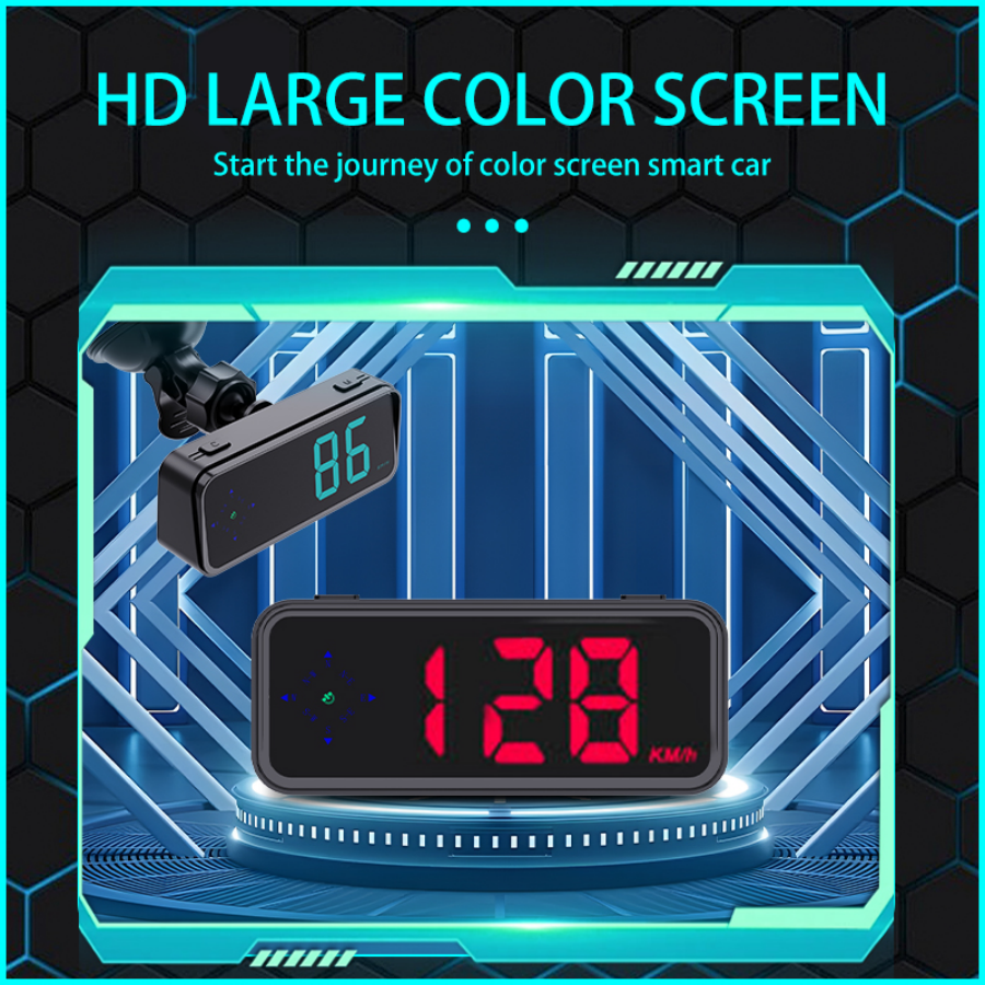 Digital GPS Speedometer New HUD Car Head Up Display LCD Display with MPH/KMH Digital Speed Compass for All Vehicle 7 Colors switch to your favorite color
